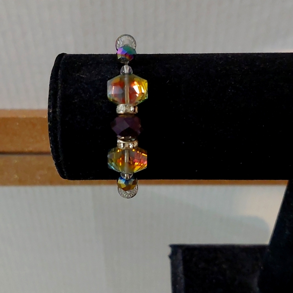 Handmade Elastic Purple Iridescent Bracelet